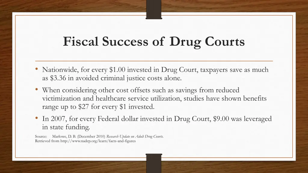 fiscal success of drug courts