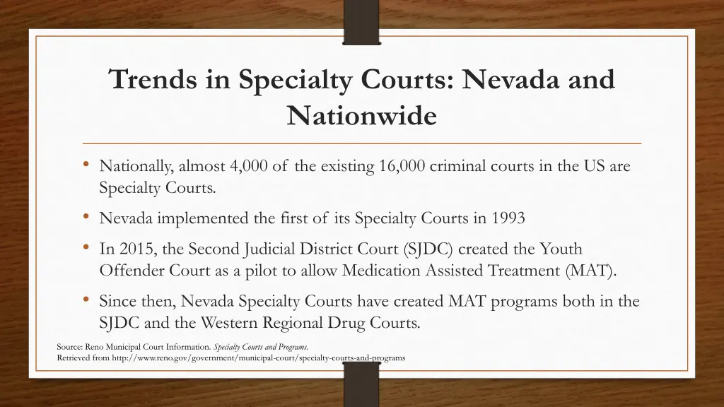 trends in specialty courts nevada and nationwide