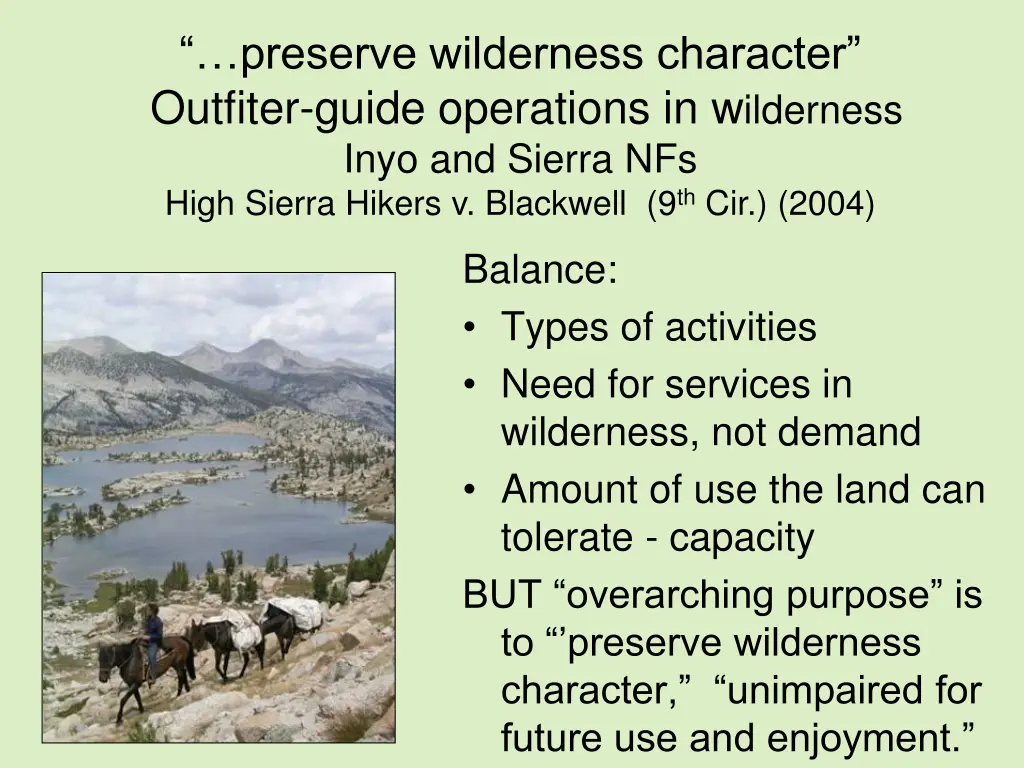 preserve wilderness character outfiter guide