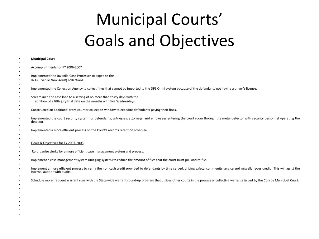 municipal courts goals and objectives