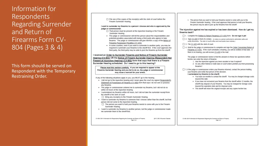 information for respondents regarding surrender 1