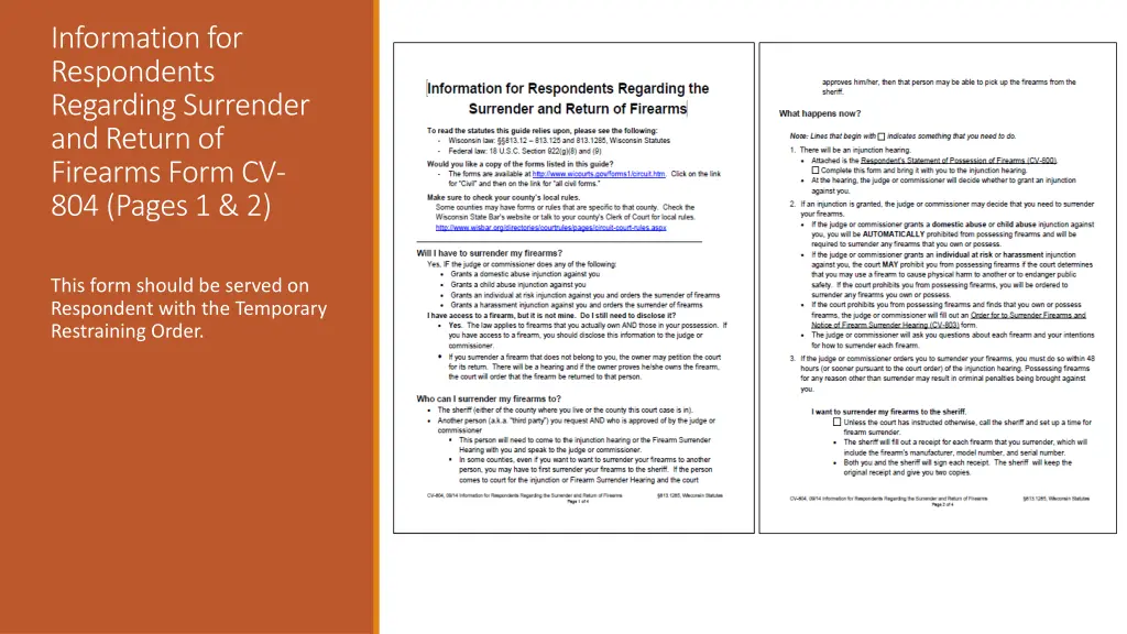 information for respondents regarding surrender