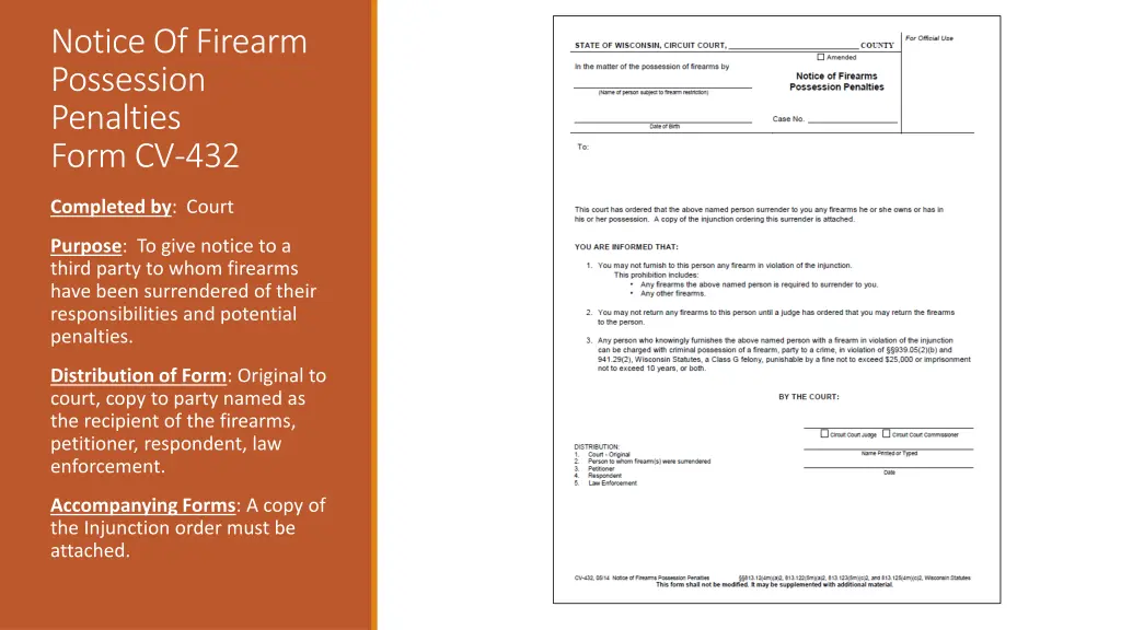 notice of firearm possession penalties form cv 432