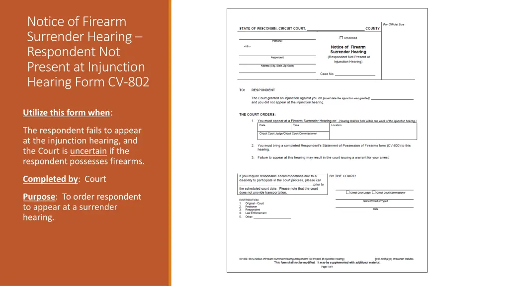 notice of firearm surrender hearing respondent