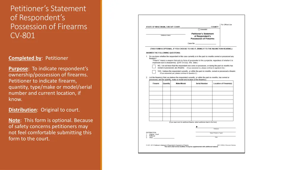 petitioner s statement of respondent s possession