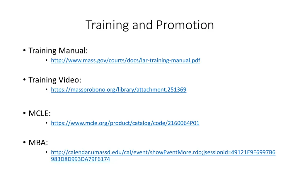 training and promotion