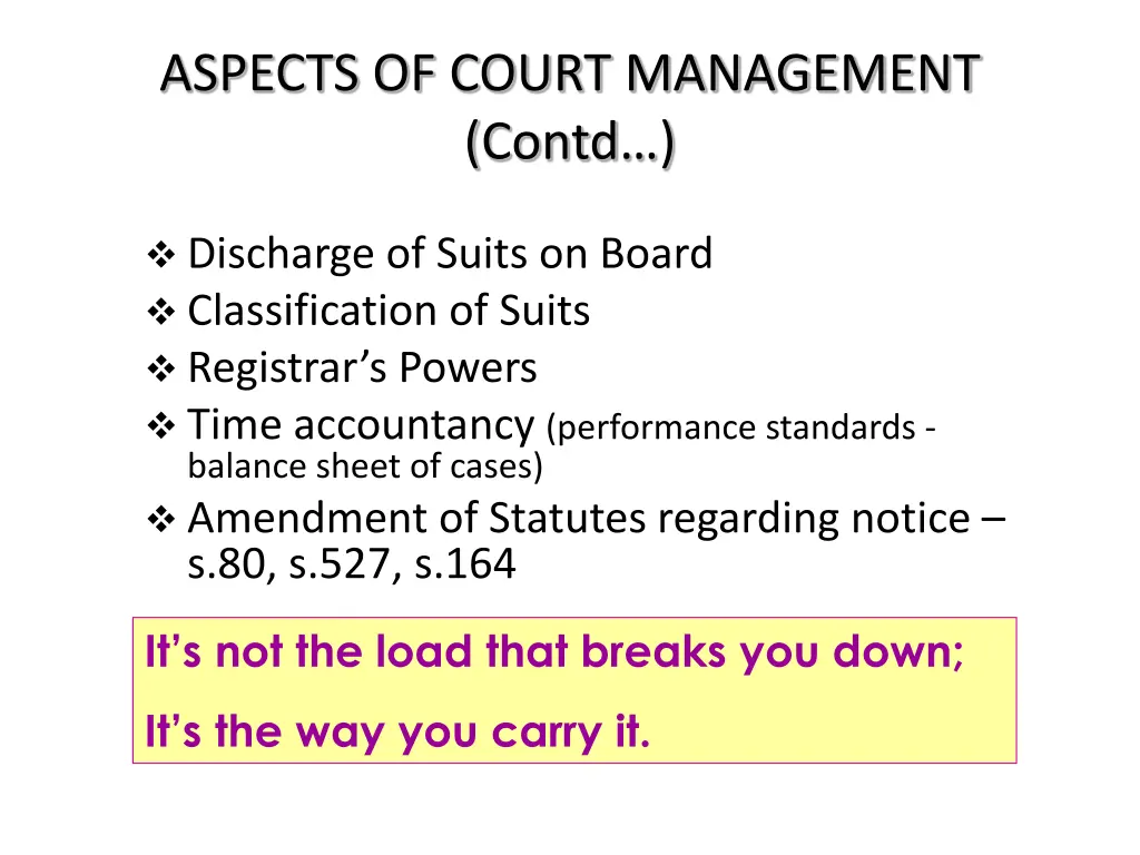 aspects of court management contd