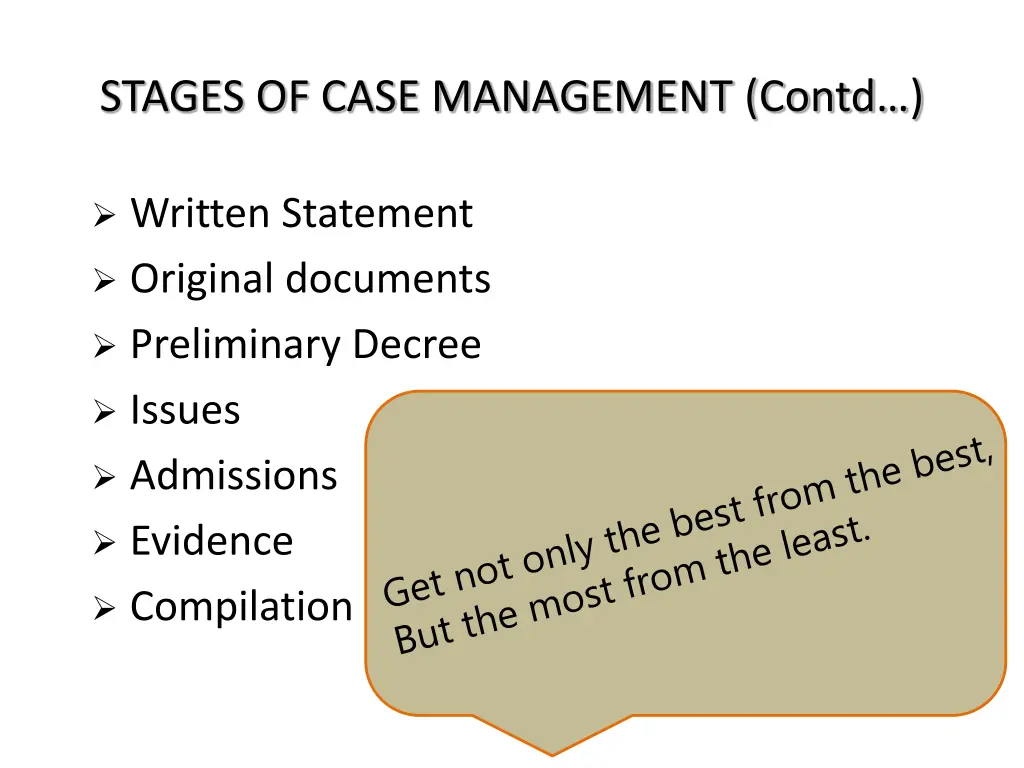 stages of case management contd