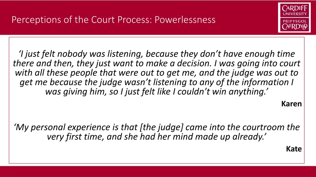 perceptions of the court process powerlessness