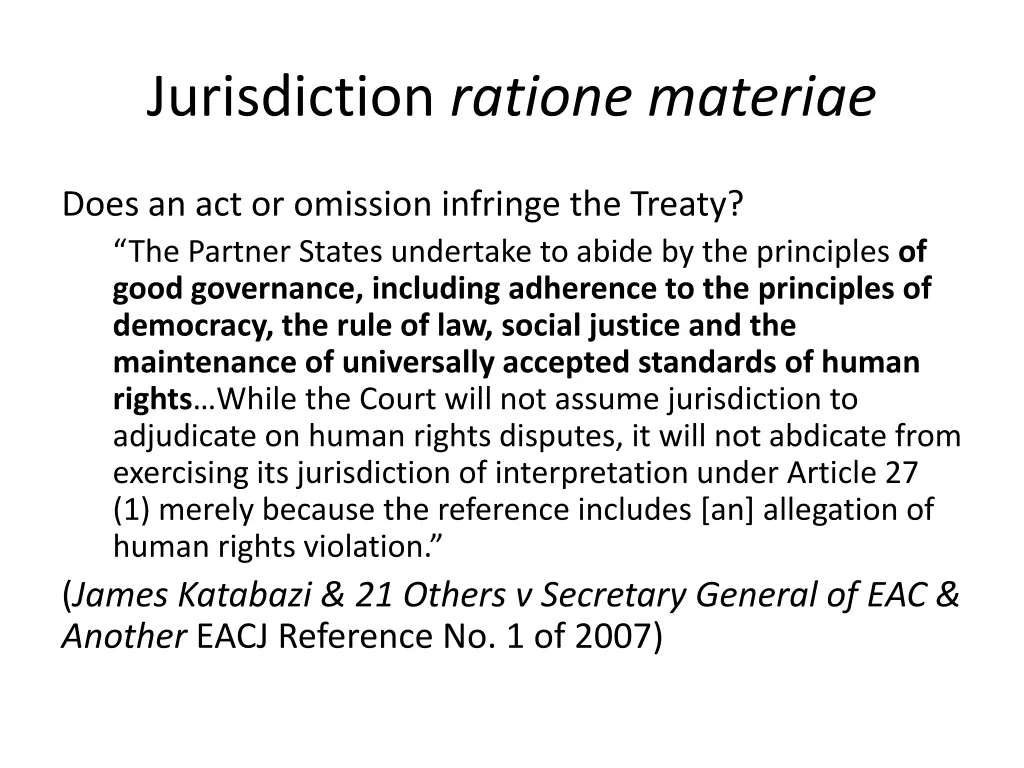 jurisdiction ratione materiae