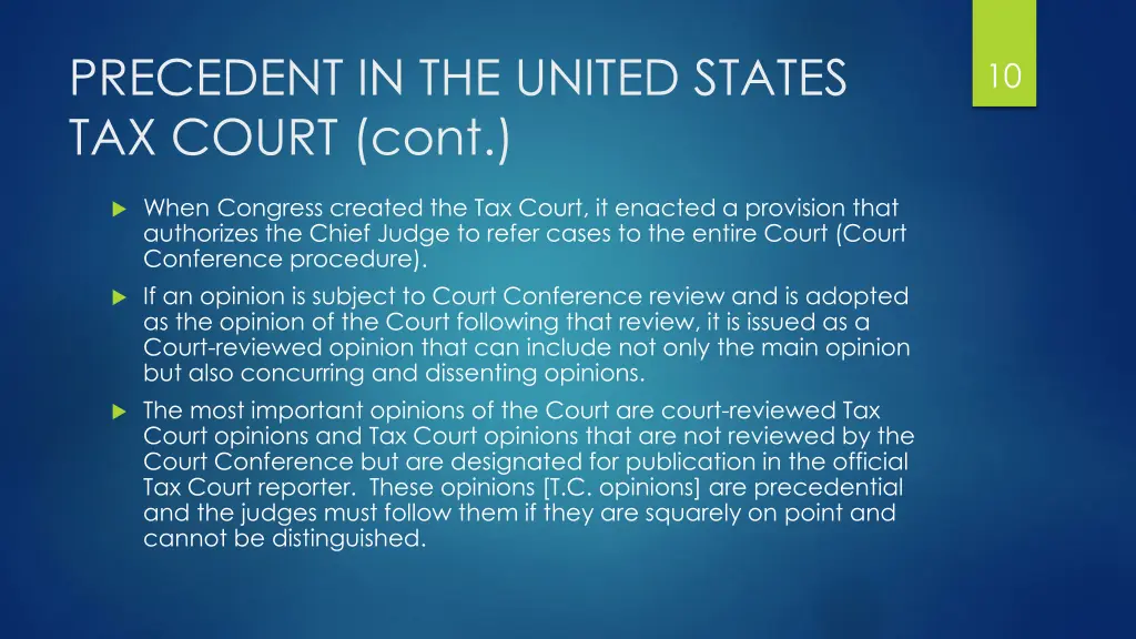 precedent in the united states tax court cont