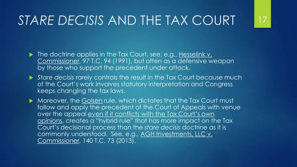 stare decisis and the tax court