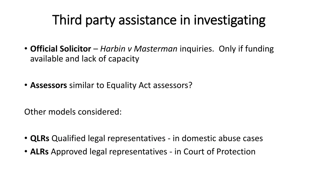 third party assistance in investigating third