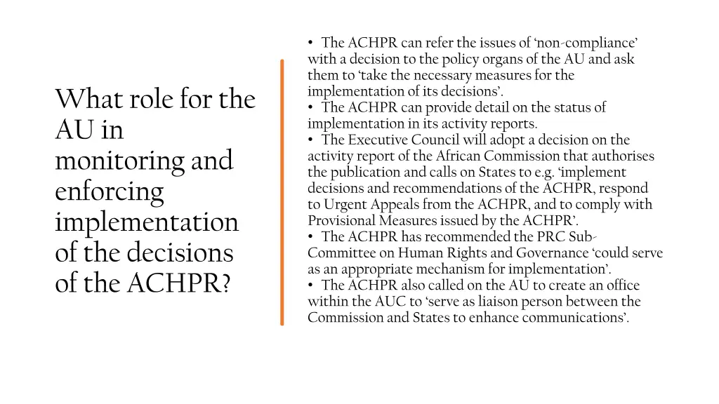 the achpr can refer the issues of non compliance