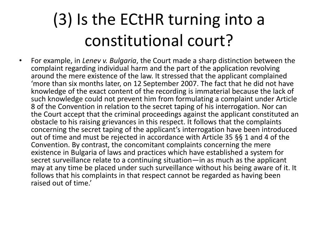 3 is the ecthr turning into a constitutional court 4