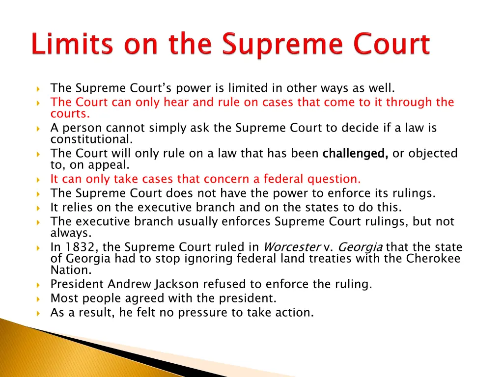 the supreme court s power is limited in other