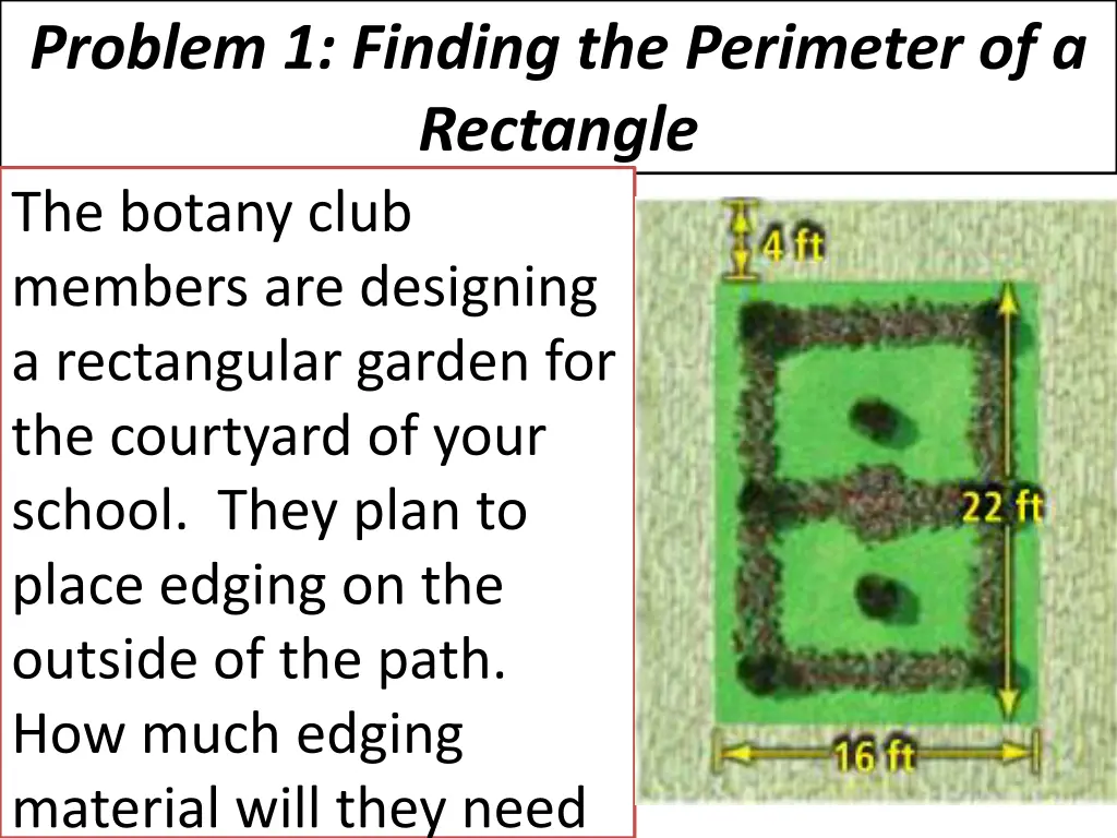 problem 1 finding the perimeter of a rectangle