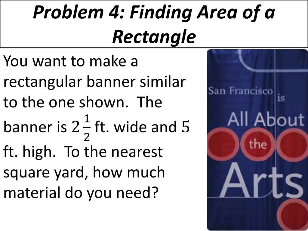 problem 4 finding area of a rectangle you want