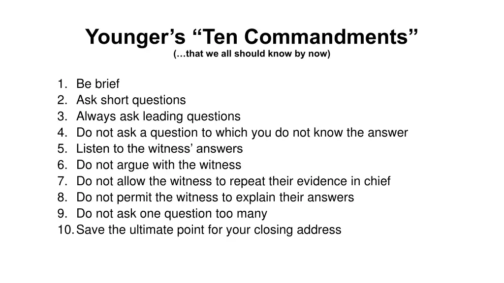 younger s ten commandments that we all should