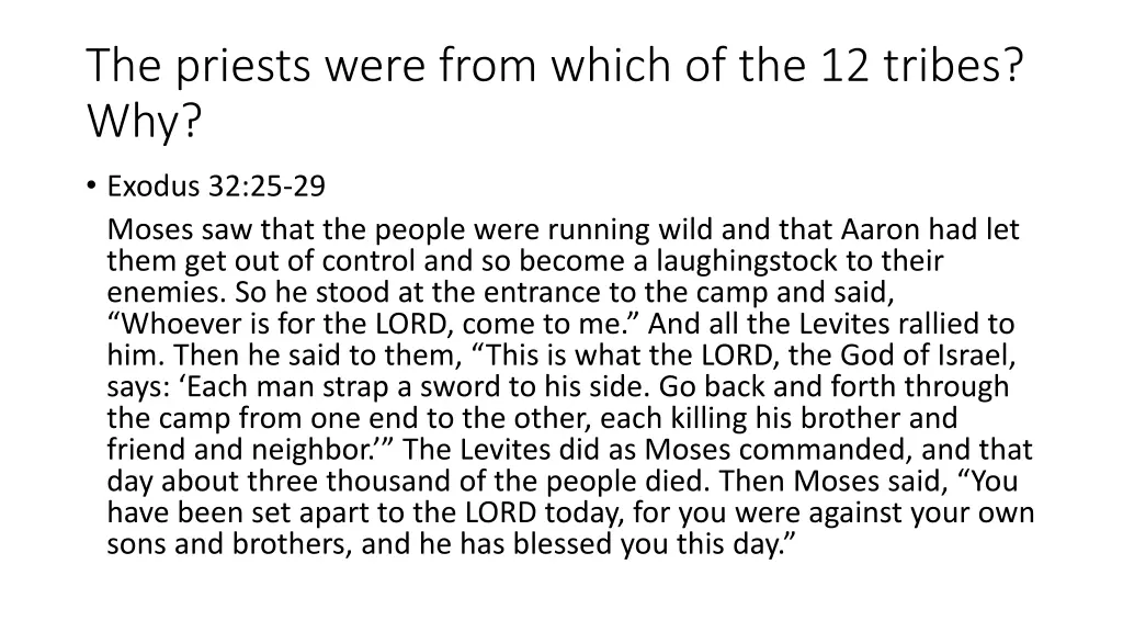 the priests were from which of the 12 tribes why