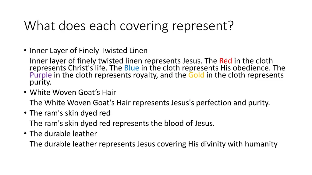 what does each covering represent