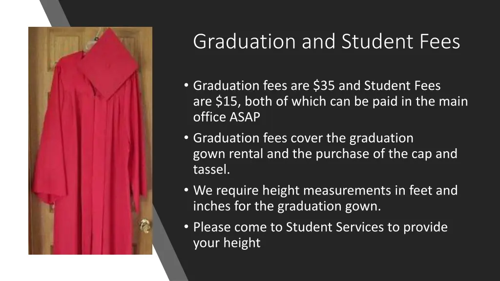 graduation and student fees