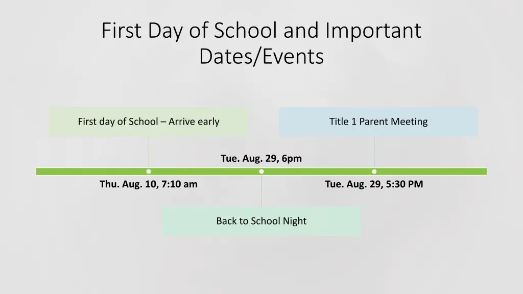 first day of school and important dates events