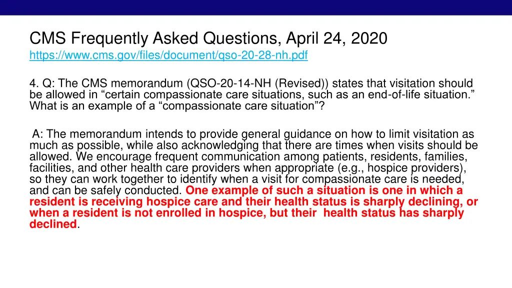 cms frequently asked questions april 24 2020