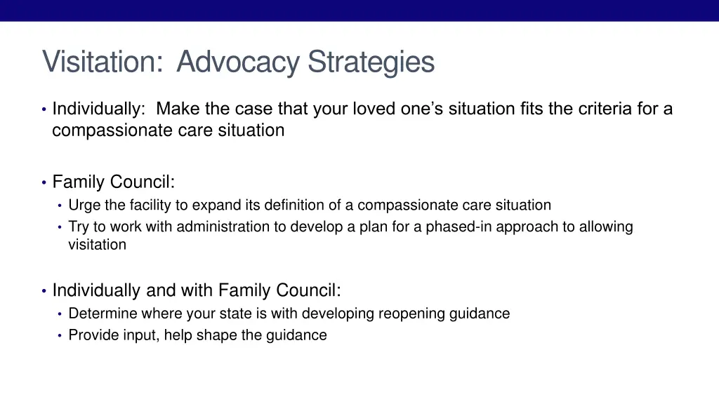 visitation advocacy strategies