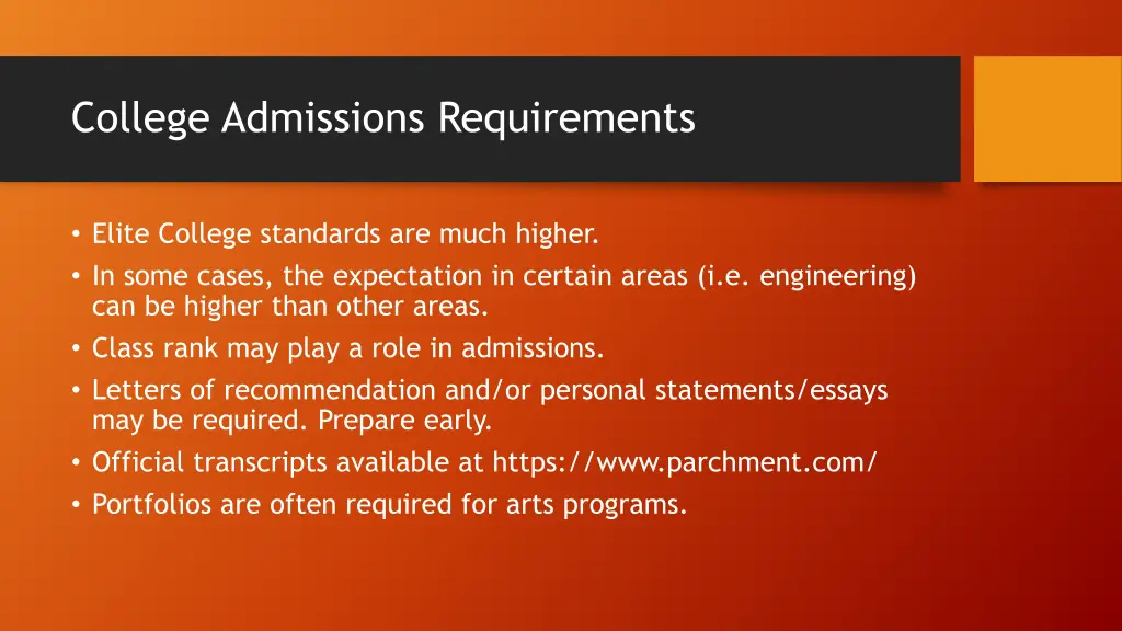 college admissions requirements 1