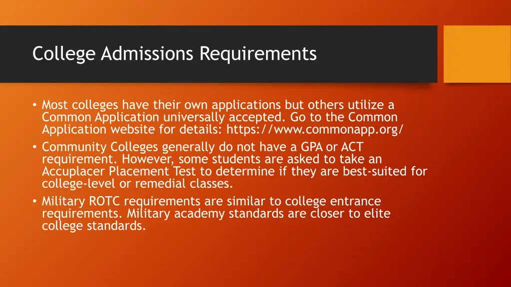 college admissions requirements 2