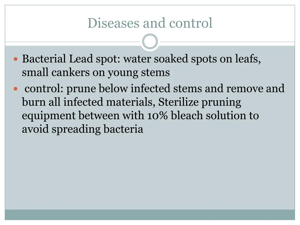 diseases and control