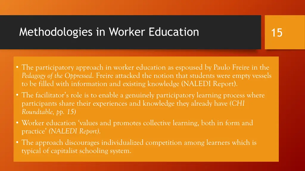 methodologies in worker education