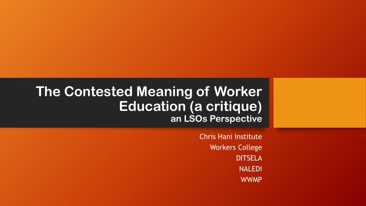 the contested meaning of worker education