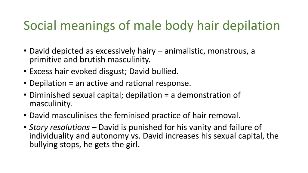 social meanings of male body hair depilation