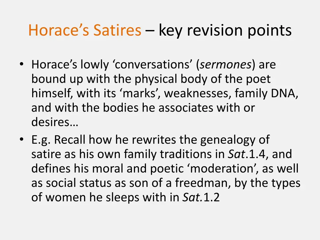 horace s satires key revision points