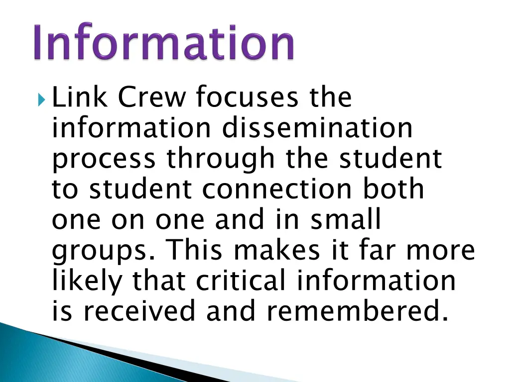 link crew focuses the information dissemination