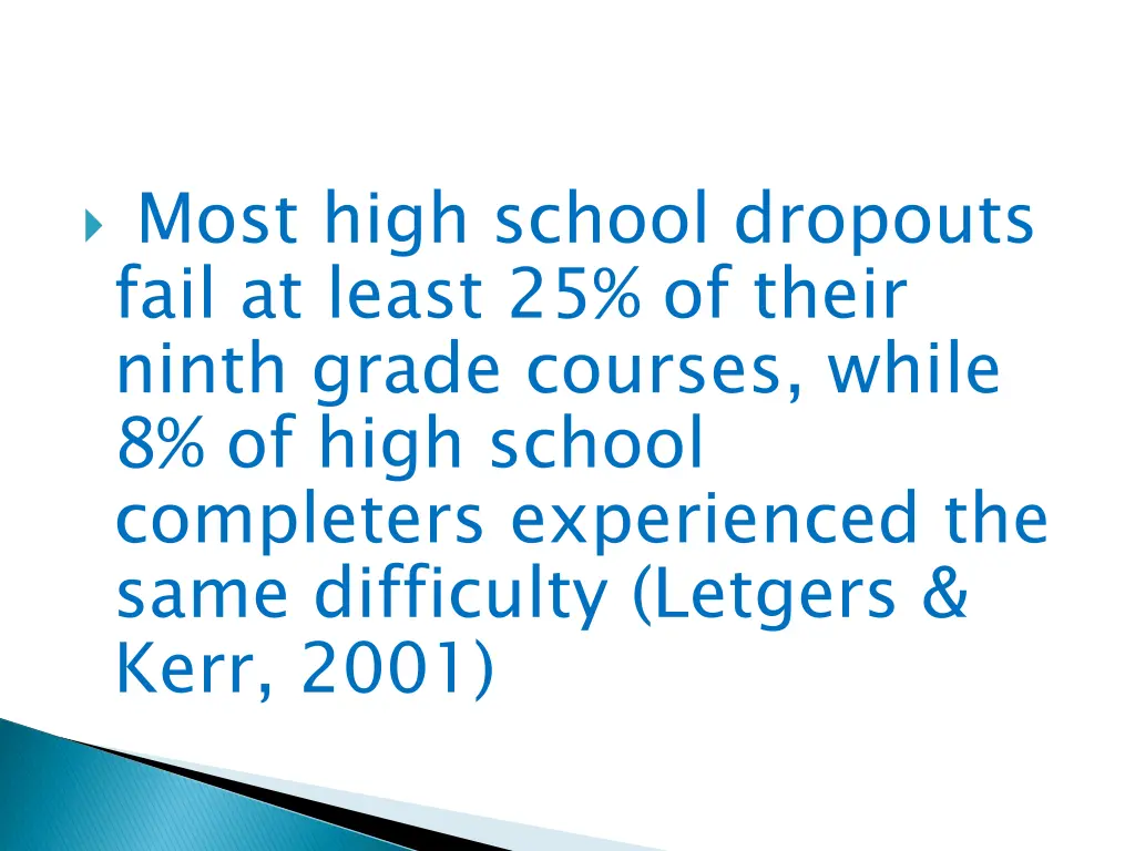 most high school dropouts fail at least