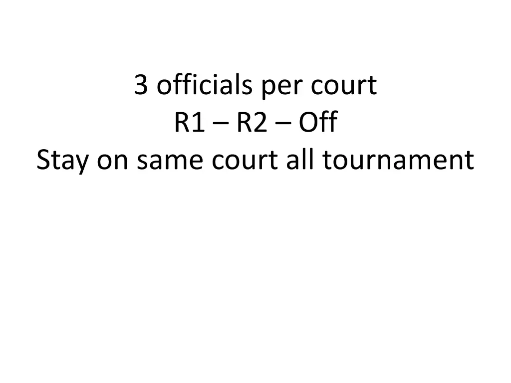 3 officials per court r1 r2 off stay on same