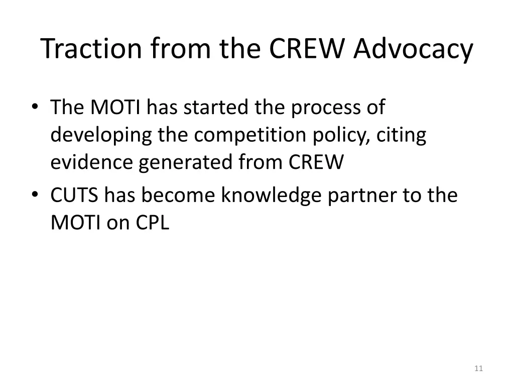 traction from the crew advocacy