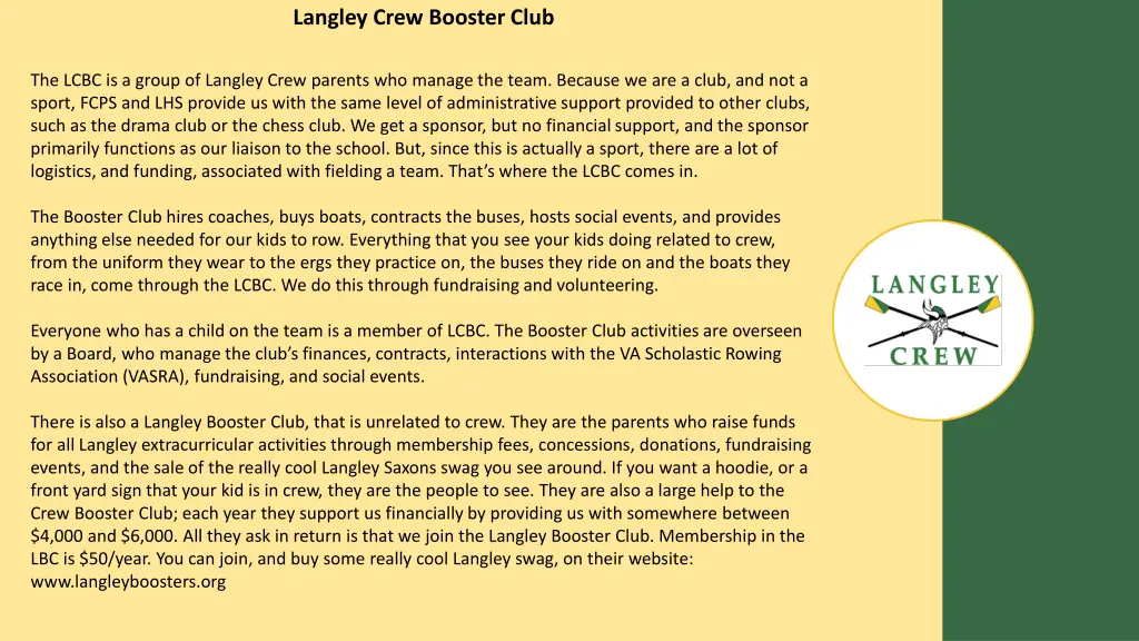 langley crew booster club