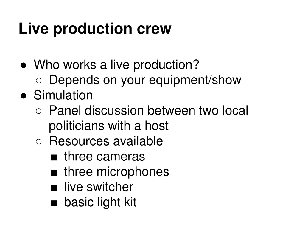 live production crew