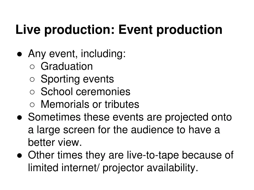 live production event production