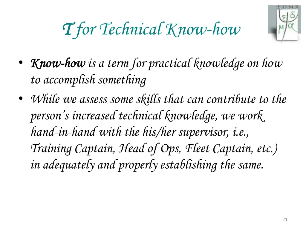 t t for technical know how