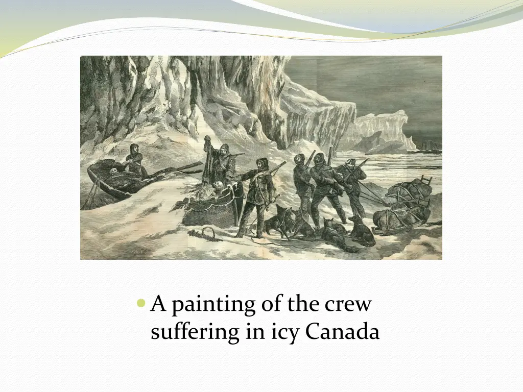 a painting of the crew suffering in icy canada