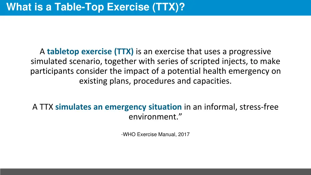 what is a table top exercise ttx