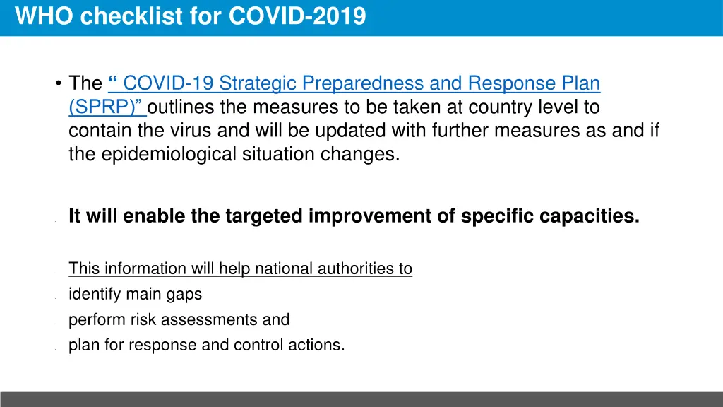 who checklist for covid 2019