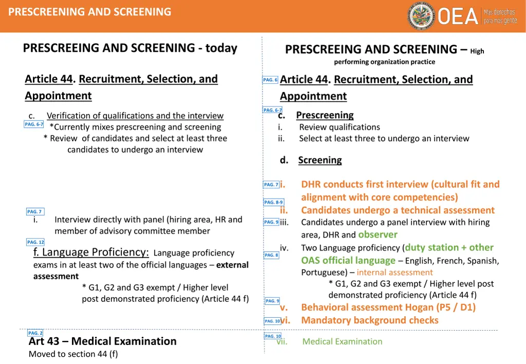 prescreening and screening