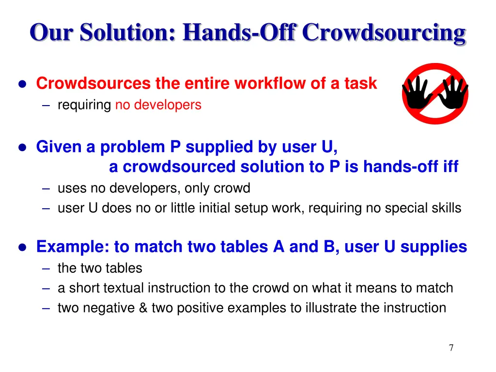 our solution hands off crowdsourcing