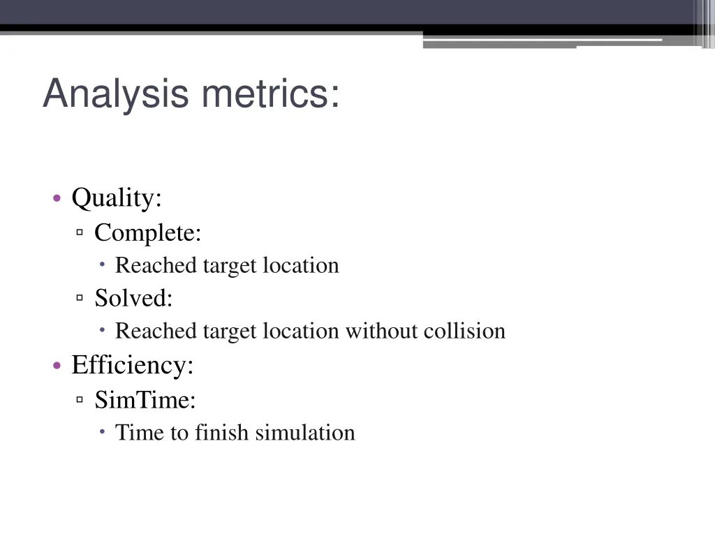 analysis metrics